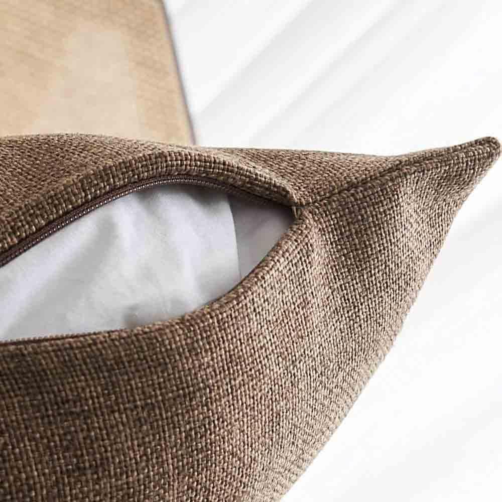Decorative Linen Throw Pillow Covers Couch Bench Cushion Cover Outdoor Pillowcases with Zipper 22x22 Inches Set of 2