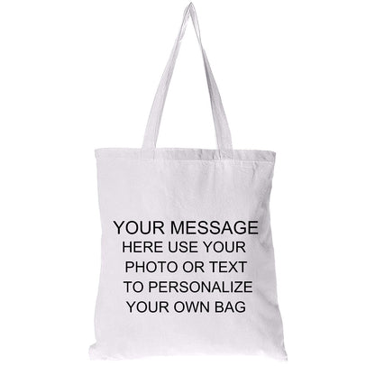 Personalized 15"x13" Cotton Reusable Canvas Handbag Custom Women Large Travel Shopping Cloth Bags