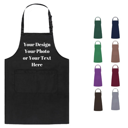 Custom Apron with Pockets, Personalized Printed Kitchen Cooking Apron