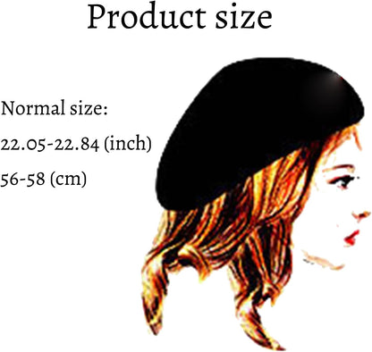 Women French Style Cashmere Beret Hat, Comfortable Stretchy Knitted Cap, Classic Fashion Headwear