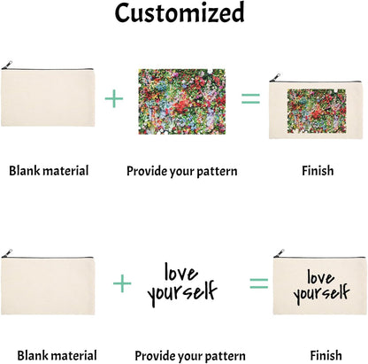 Sublimation Blanks Canvas Pencil Case Cosmetic Makeup Bag DIY Craft Zipper Bags Multifunctional Pouch Pack of 10