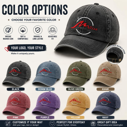 Custom Your Picture Text Logo Unisex Vintage Washed Personalized Plain Adjustable Denim Hat Baseball Cap
