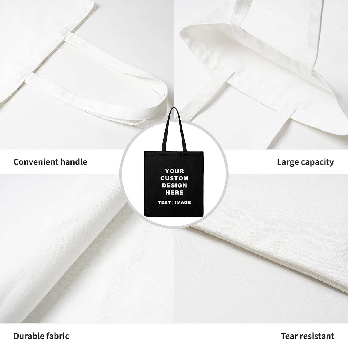 ZMvise Blank Canvas Tote Bag Reusable Grocery Handbag for DIY