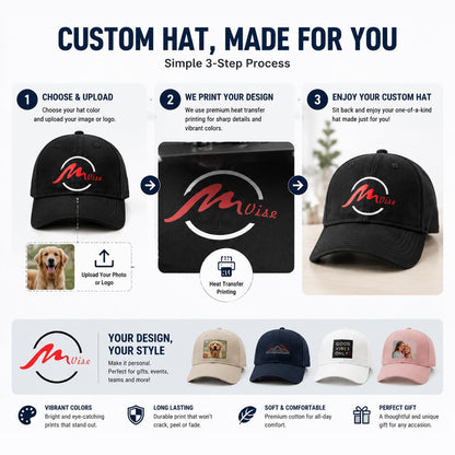 Custom Your Own Picture Text Logo Unisex Personalized Plain Adjustable Hat Baseball Cap