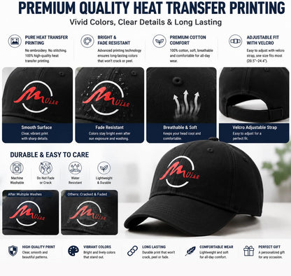 Custom Print Personalized Adjustable Baseball Cap Hat Black