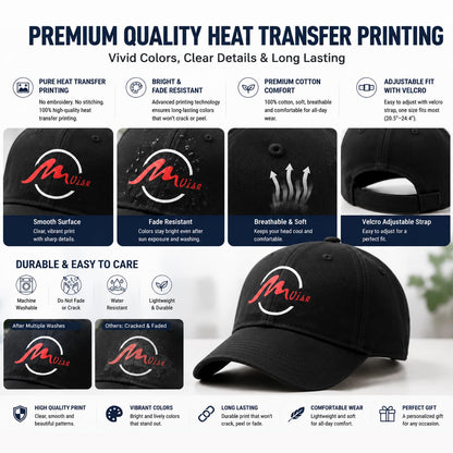 Custom Your Own Picture Text Logo Unisex Personalized Plain Adjustable Hat Baseball Cap