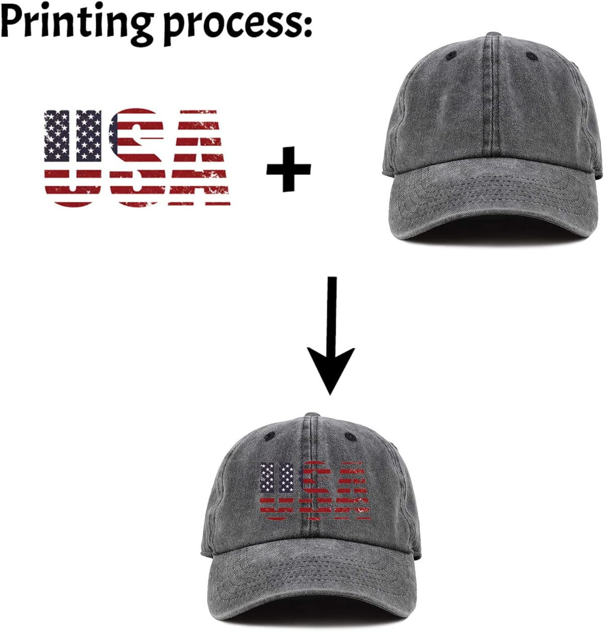 Custom Your Picture Text Logo Vintage Washed Personalized Unisex Adjustable Denim Hat Baseball Cap