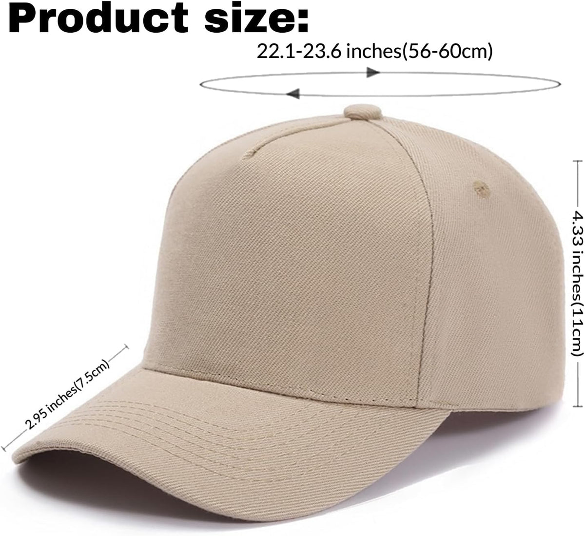 Comfortable 5 Panel Plain Adjustable Hat Unisex Baseball Cap