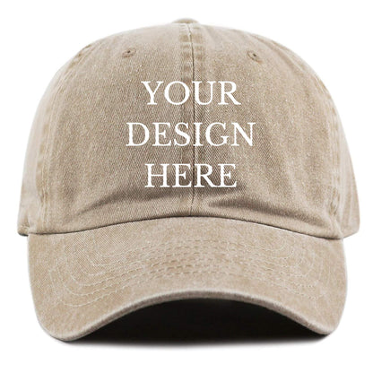 Custom Your Picture Text Logo Vintage Washed Personalized Unisex Adjustable Denim Hat Baseball Cap