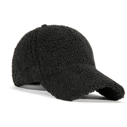 Warm Winter Plain Adjustable Lamb-Wool Hat Baseball Cap
