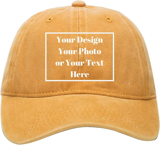 Personalized Denim Hat Custom Your Design Logo Vintage Washed Unisex Adjustable Baseball Cap