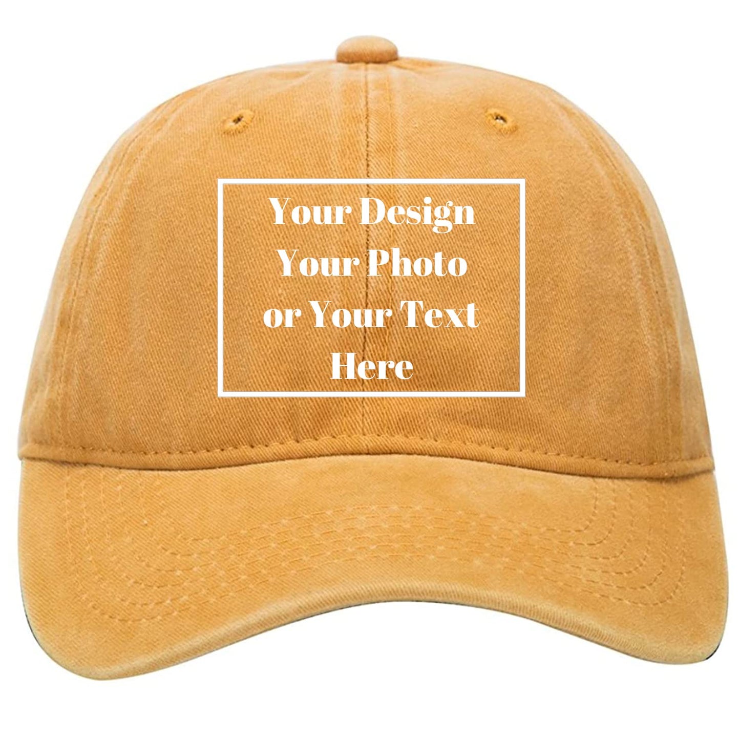 Custom Your Picture Text Logo Unisex Vintage Washed Personalized Plain Adjustable Denim Hat Baseball Cap