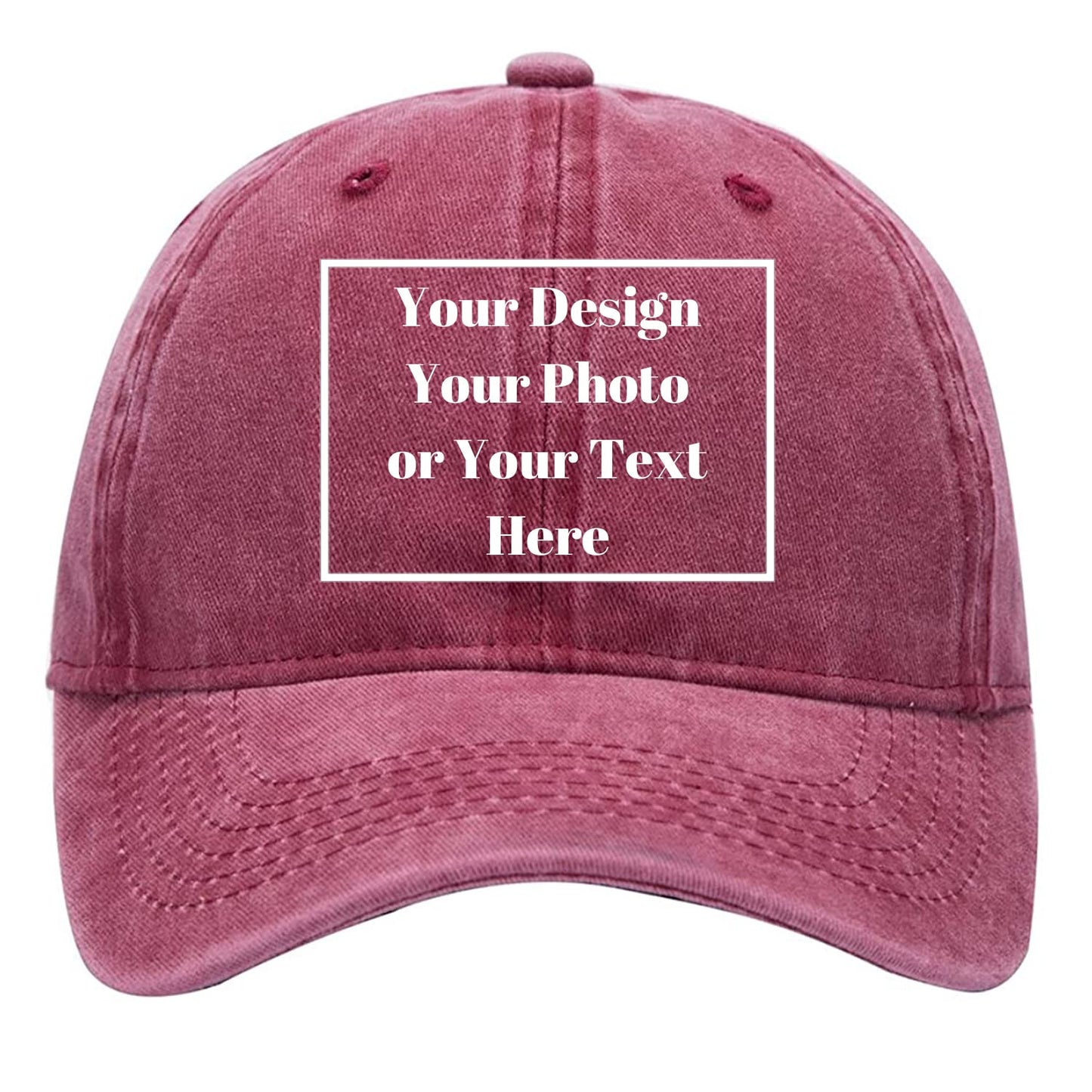 Custom Your Picture Text Logo Unisex Vintage Washed Personalized Plain Adjustable Denim Hat Baseball Cap