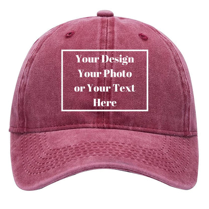 Custom Your Picture Text Logo Unisex Vintage Washed Personalized Plain Adjustable Denim Hat Baseball Cap