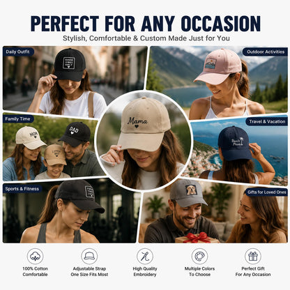 Custom Your Own Picture Text Logo Unisex Personalized Plain Adjustable Hat Baseball Cap