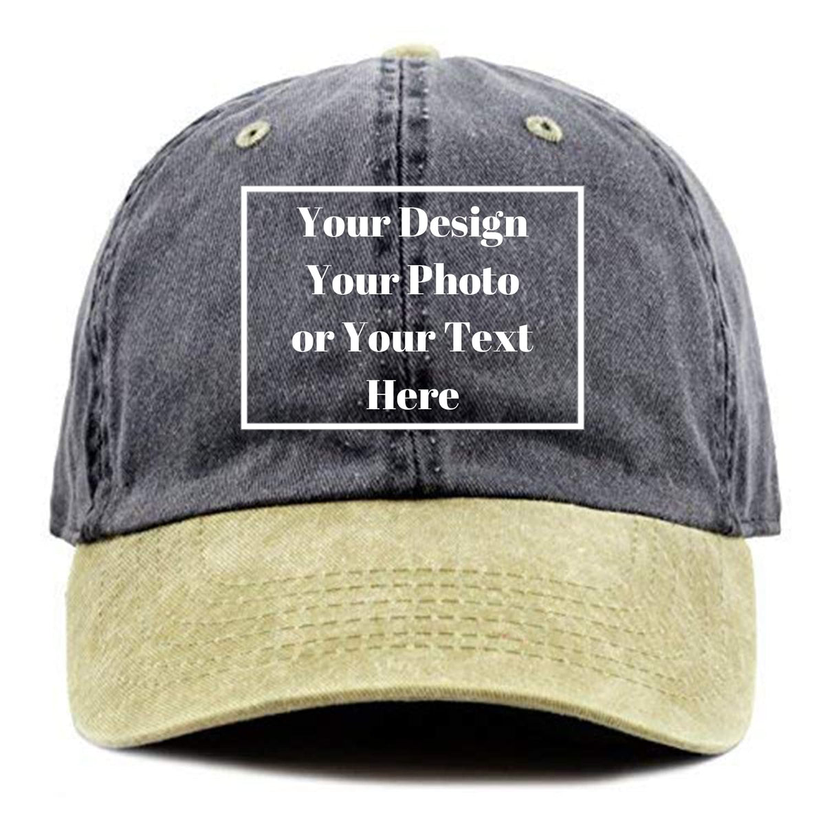 Personalized Denim Hat Custom Your Design Logo Vintage Washed Unisex Adjustable Baseball Cap