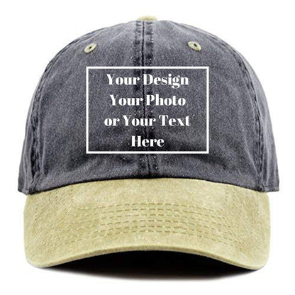 Personalized Denim Hat Custom Your Design Logo Vintage Washed Unisex Adjustable Baseball Cap