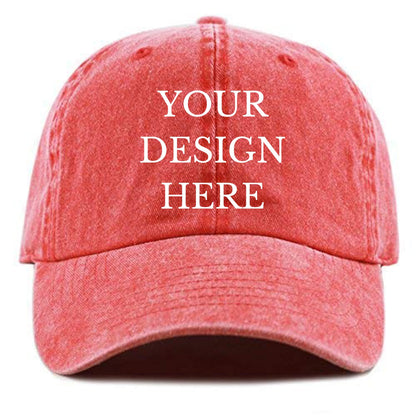 Custom Your Picture Text Logo Vintage Washed Personalized Unisex Adjustable Denim Hat Baseball Cap