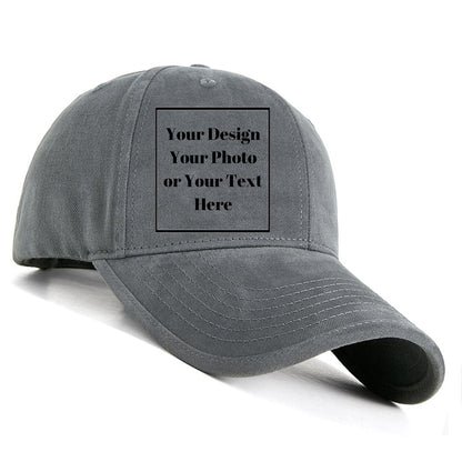 Personalized Cotton Washed Unisex Plain Adjustable Hat Custom Your Own Text Baseball Cap