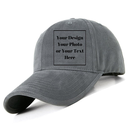 Personalized Cotton Washed Unisex Plain Adjustable Hat Custom Your Own Text Baseball Cap