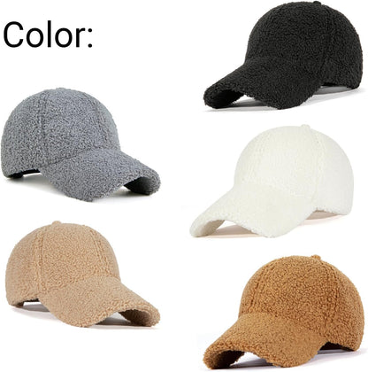 Warm Winter Plain Adjustable Lamb-Wool Hat Baseball Cap