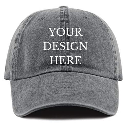 Custom Your Picture Text Logo Vintage Washed Personalized Unisex Adjustable Denim Hat Baseball Cap