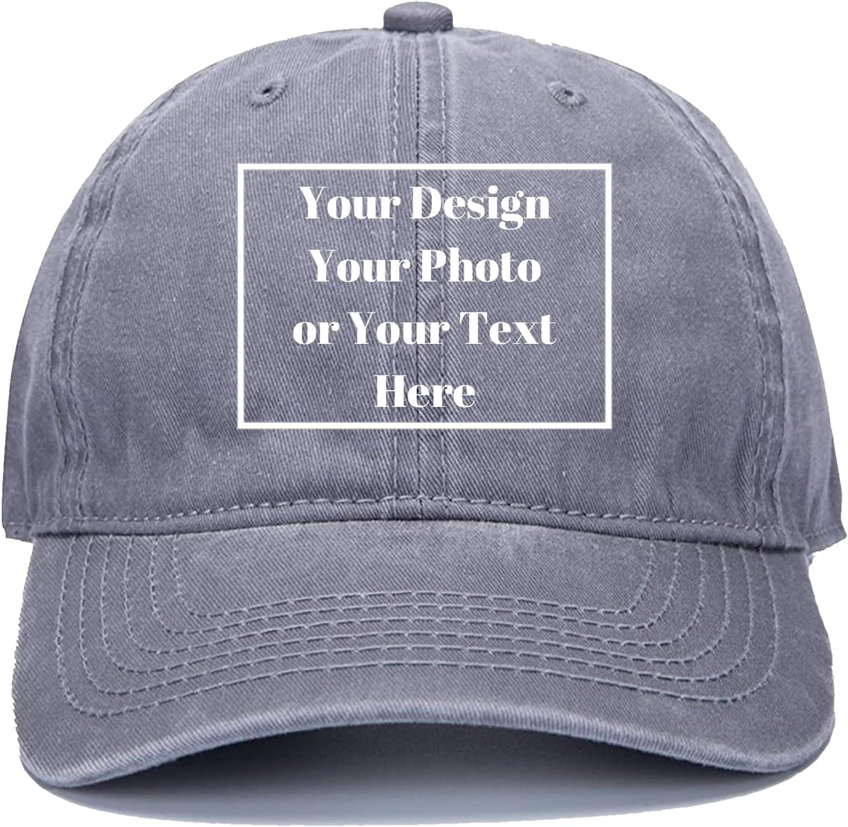 Custom Your Picture Text Logo Unisex Vintage Washed Personalized Plain Adjustable Denim Hat Baseball Cap