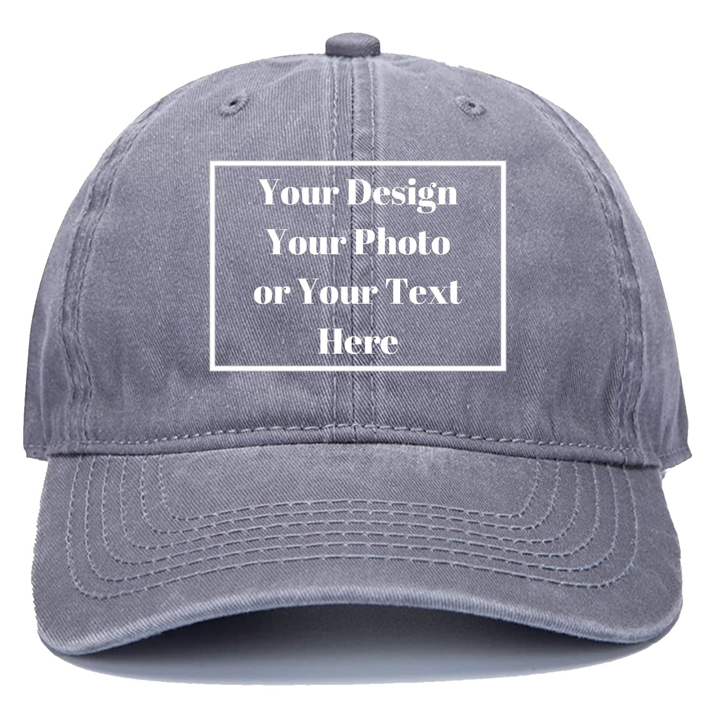 Custom Your Picture Text Logo Unisex Vintage Washed Personalized Plain Adjustable Denim Hat Baseball Cap