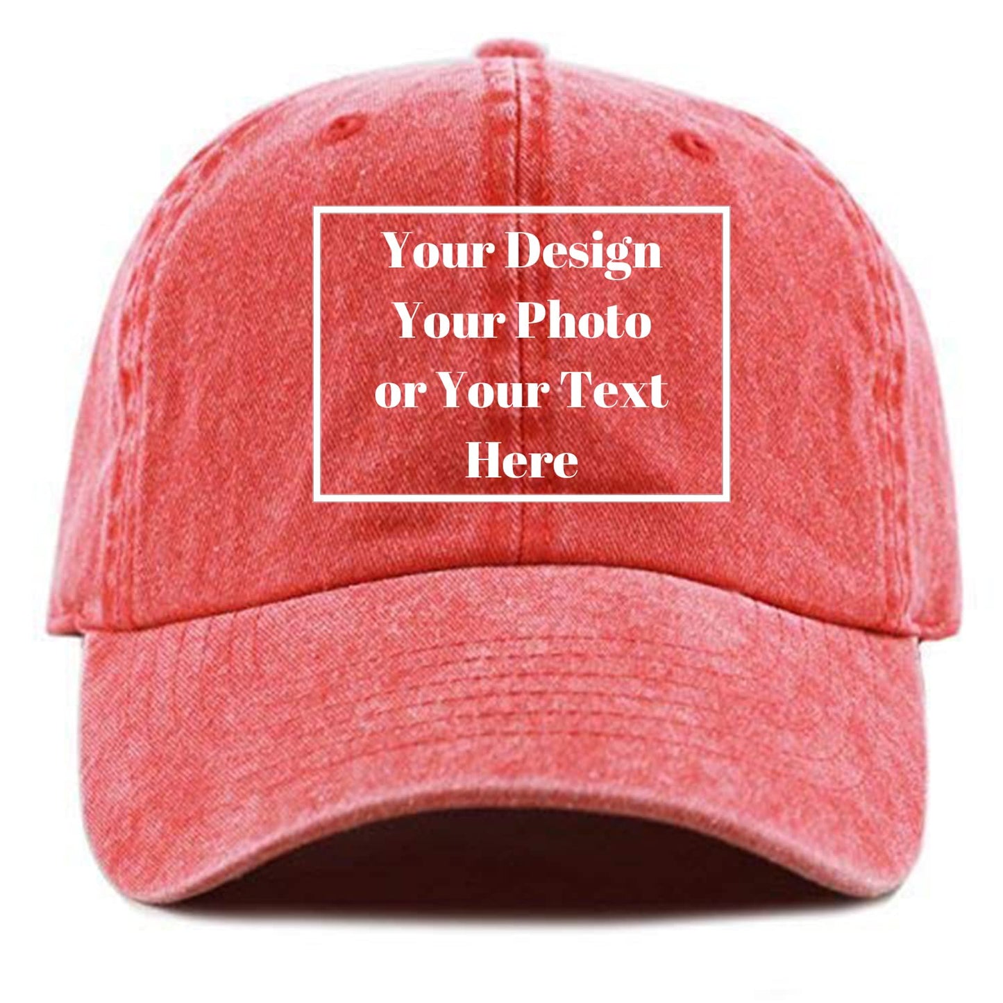 Custom Your Picture Text Logo Unisex Vintage Washed Personalized Plain Adjustable Denim Hat Baseball Cap