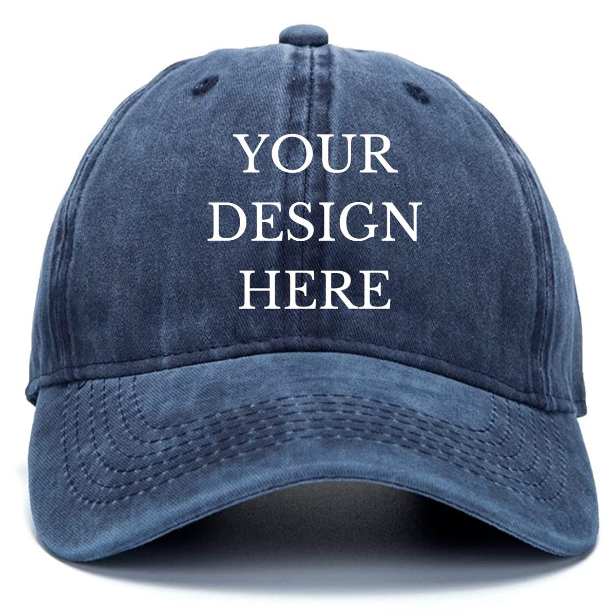 Custom Your Picture Text Logo Vintage Washed Personalized Unisex Adjustable Denim Hat Baseball Cap