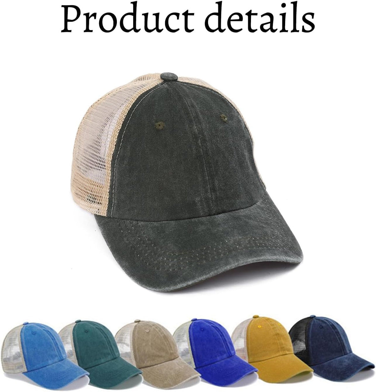 Unisex Adjustable Vintage Washed Cotton Mesh Baseball Cap Breathable Summer Hat