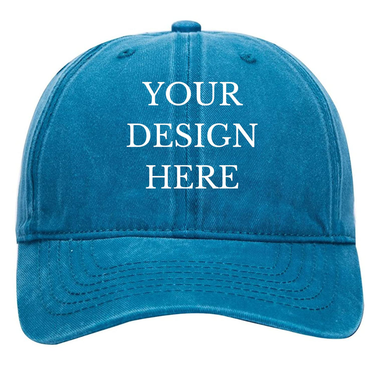 Custom Your Picture Text Logo Vintage Washed Personalized Unisex Adjustable Denim Hat Baseball Cap