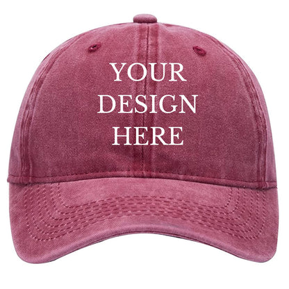 Custom Your Picture Text Logo Vintage Washed Personalized Unisex Adjustable Denim Hat Baseball Cap