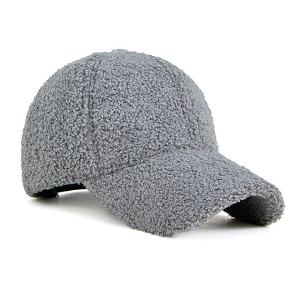Warm Winter Plain Adjustable Lamb-Wool Hat Baseball Cap