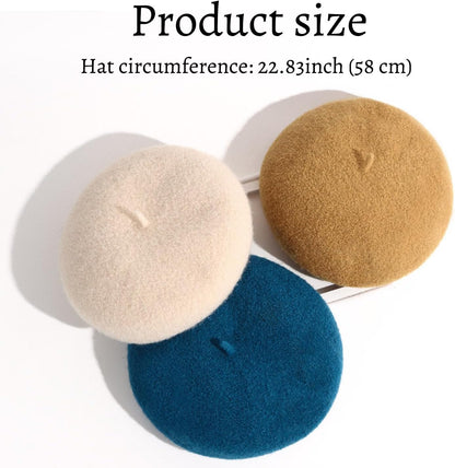 Women French Style Cashmere Beret Hat, Comfortable Stretchy Knitted Cap Headwear