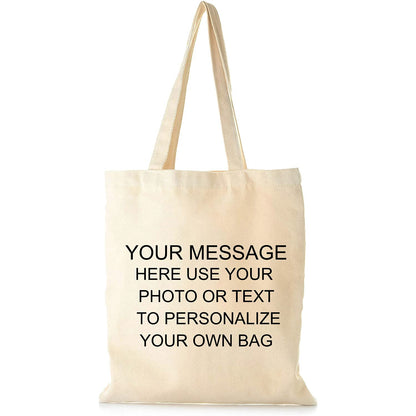 Personalized 15"x13" Cotton Reusable Canvas Handbag Custom Women Large Travel Shopping Cloth Bags