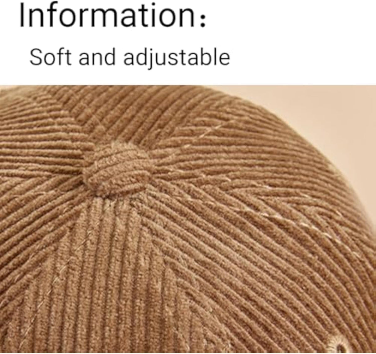 Corduroy Plain Adjustable Hat Cotton Unisex Baseball Cap