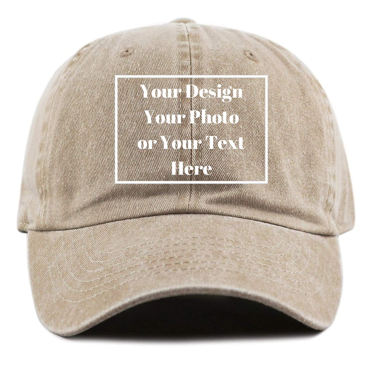 Custom Your Picture Text Logo Unisex Vintage Washed Personalized Plain Adjustable Denim Hat Baseball Cap