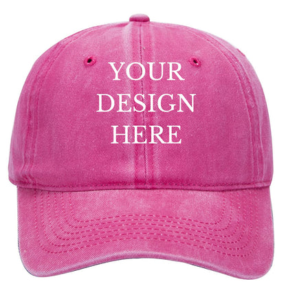 Custom Your Picture Text Logo Vintage Washed Personalized Unisex Adjustable Denim Hat Baseball Cap