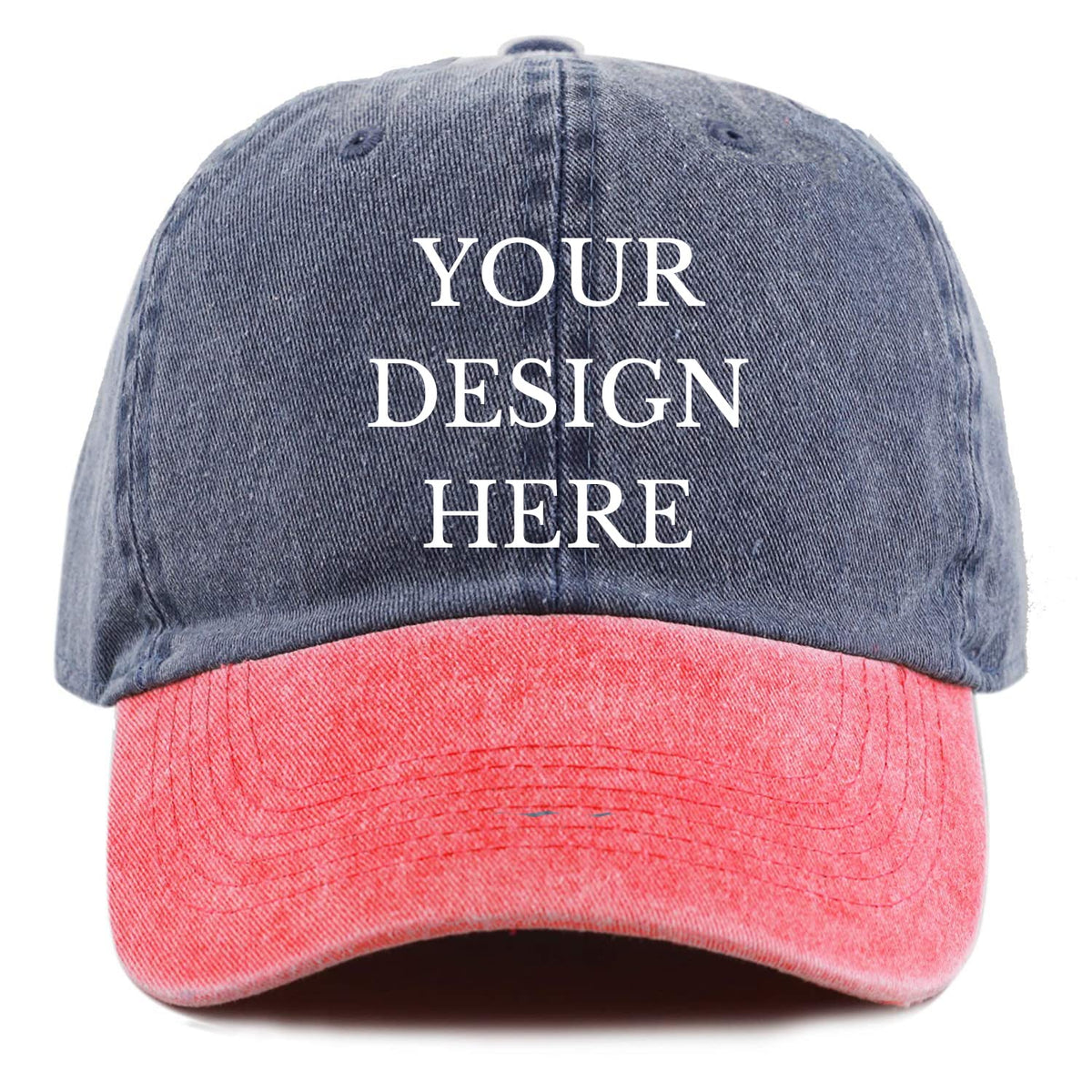 Custom Your Picture Text Logo Vintage Washed Personalized Unisex Adjustable Denim Hat Baseball Cap