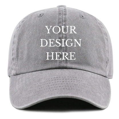 Custom Your Picture Text Logo Vintage Washed Personalized Unisex Adjustable Denim Hat Baseball Cap