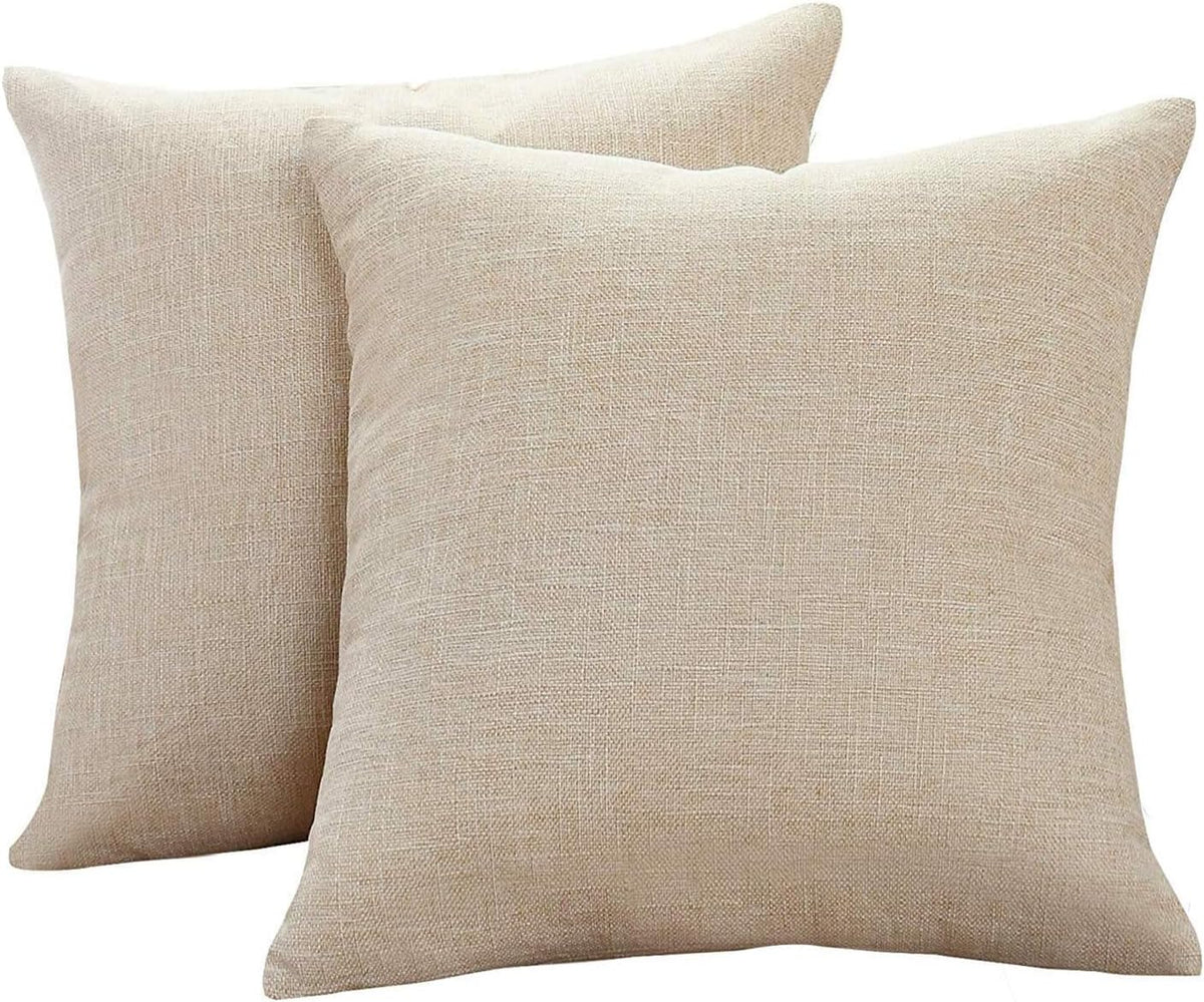 Decorative Linen Throw Pillow Covers Couch Bedroom Cushion Cover Outdoor Pillowcases with Zipper 16x16 Inches Set of 2