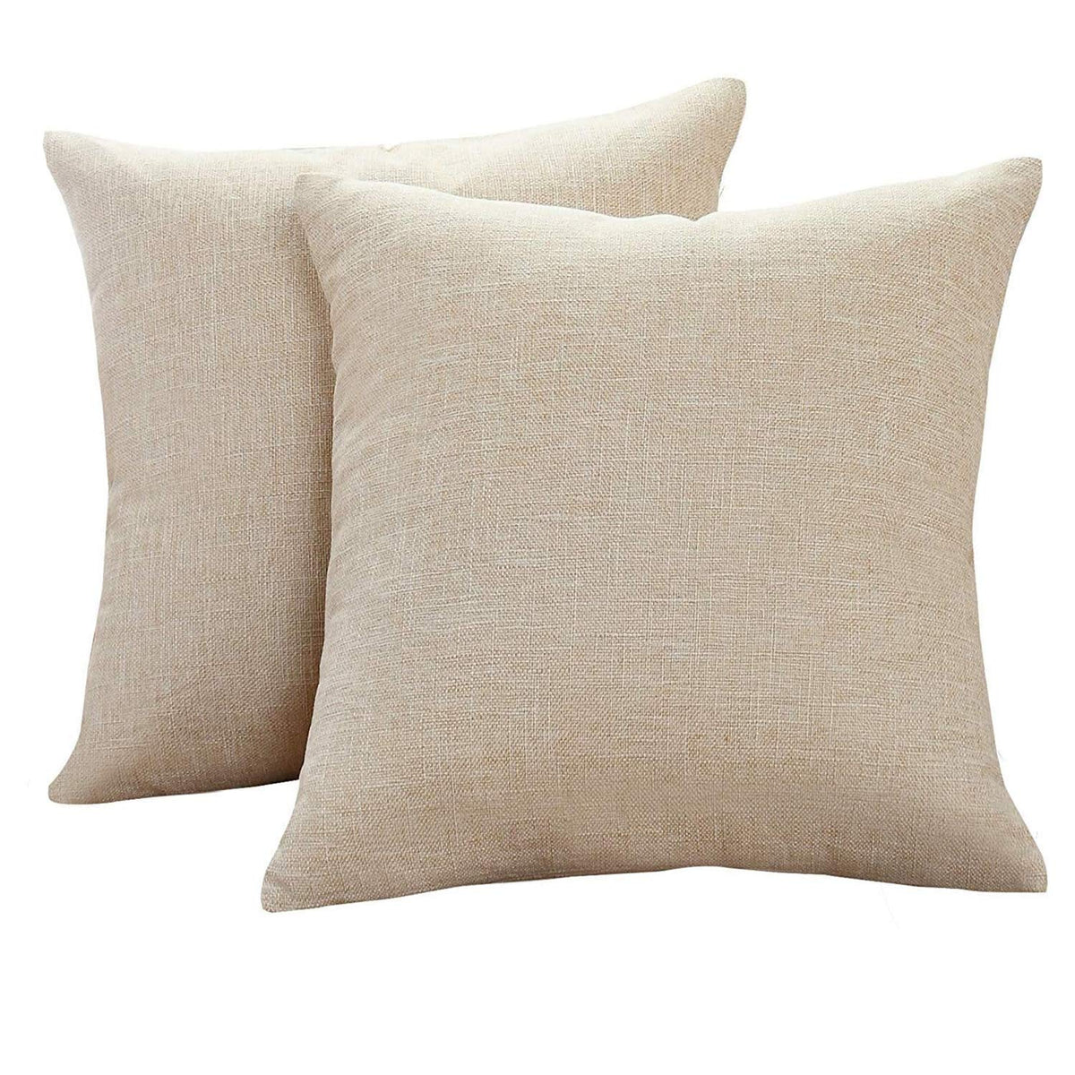 Decorative Linen Throw Pillow Covers Couch Bench Cushion Cover Outdoor Pillowcases with Zipper 22x22 Inches Set of 2
