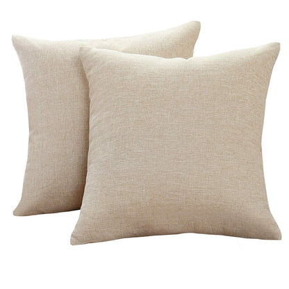 Decorative Linen Throw Pillow Covers Couch Bench Cushion Cover Outdoor Pillowcases with Zipper 22x22 Inches Set of 2
