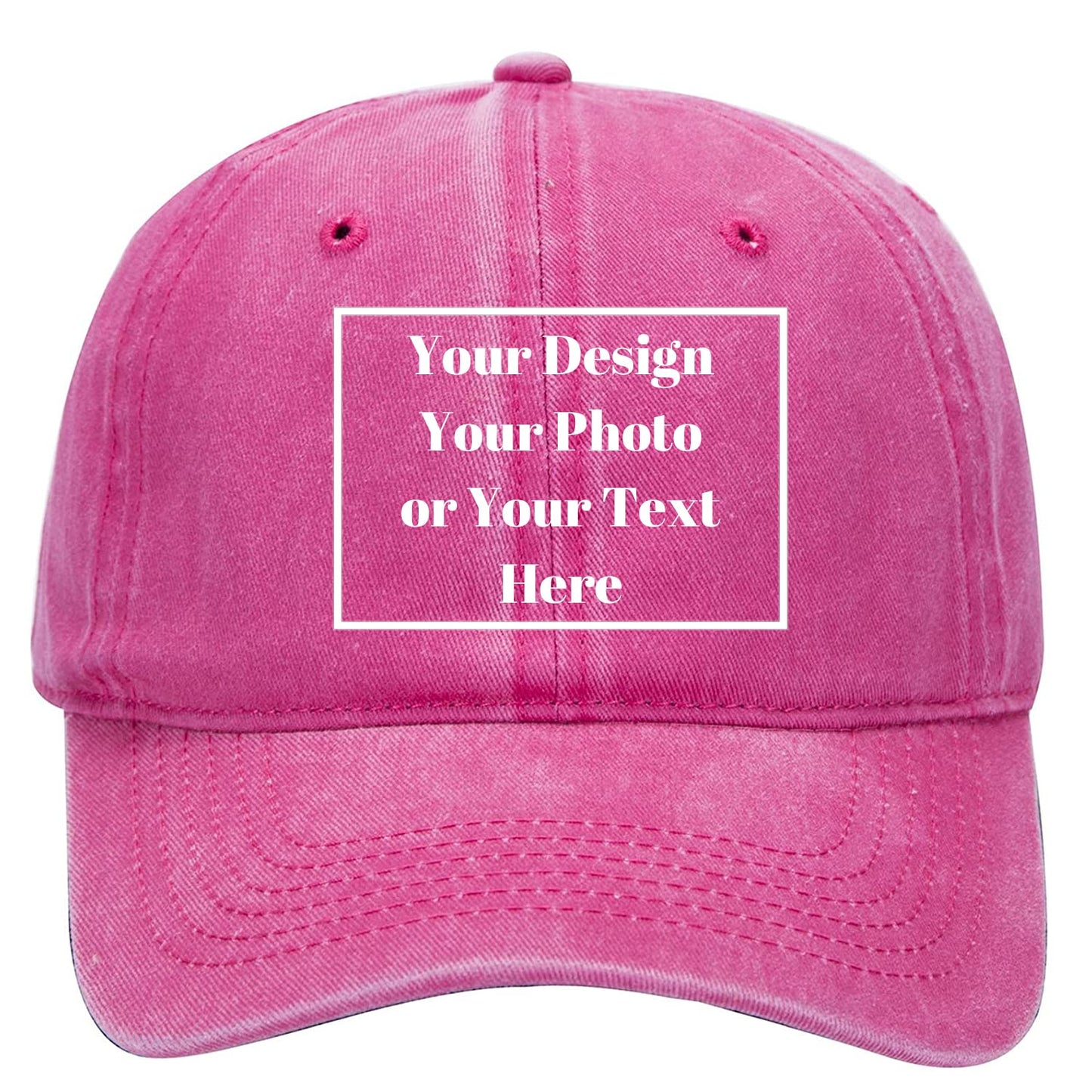 Custom Your Picture Text Logo Unisex Vintage Washed Personalized Plain Adjustable Denim Hat Baseball Cap