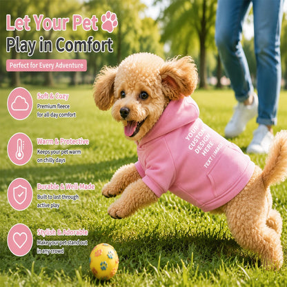 Custom Pet Hoodie for Dogs Cats, Warm Winter Pullover