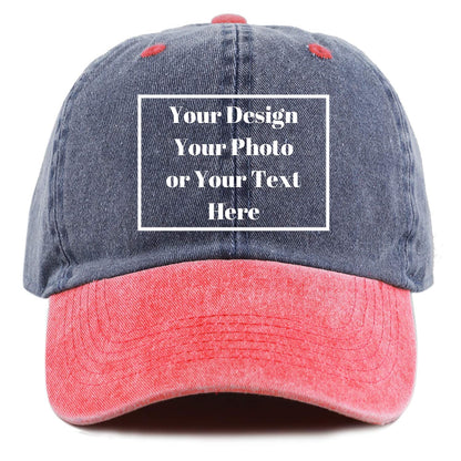 Personalized Denim Hat Custom Your Design Logo Vintage Washed Unisex Adjustable Baseball Cap