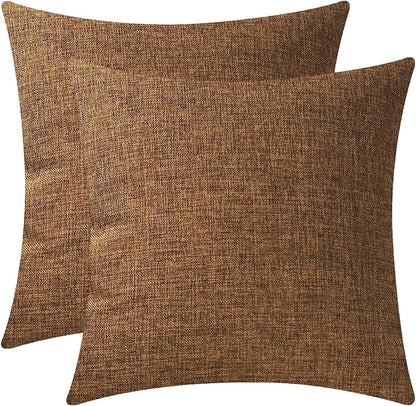 Decorative Linen Throw Pillow Covers Couch Bench Cushion Cover Outdoor Pillowcases with Zipper 22x22 Inches Set of 2