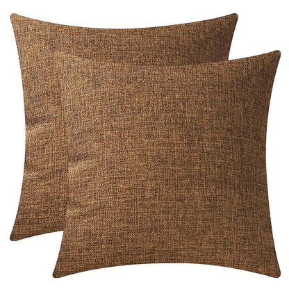 Decorative Linen Throw Pillow Covers Couch Bedroom Cushion Cover Outdoor Pillowcases with Zipper 16x16 Inches Set of 2