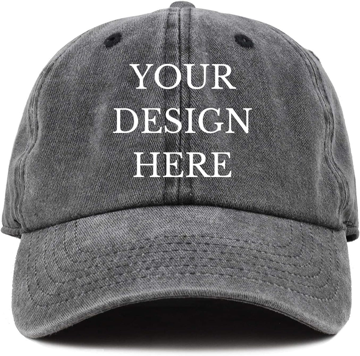 Custom Your Picture Text Logo Vintage Washed Personalized Unisex Adjustable Denim Hat Baseball Cap